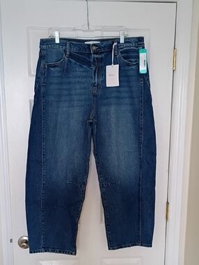 NWT KanCan Indigo High-Rise Barrel Jeans, 12